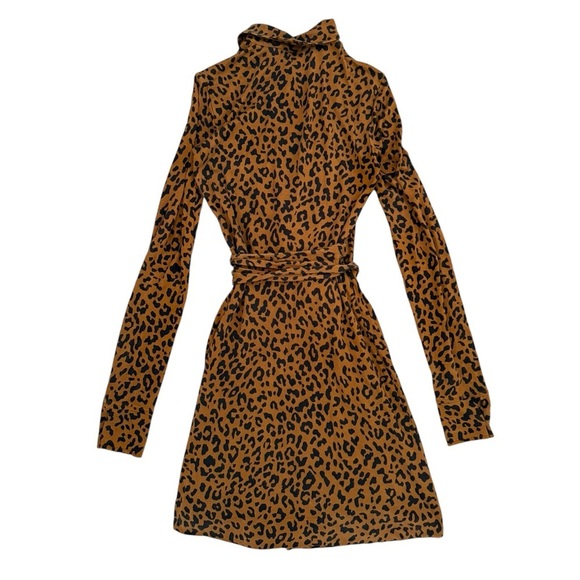 Diane Von Furstenberg Leopard Print Mini Dress - Brown and Black - Picture 2 of 7